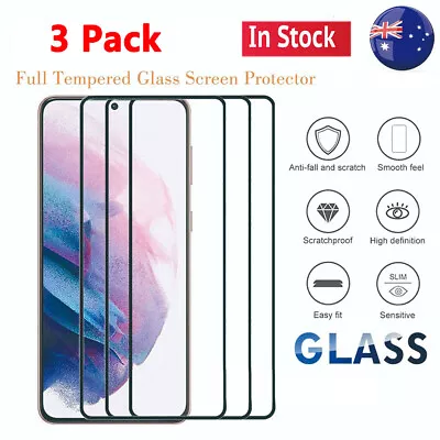 3X Samsung S22 S21 FE S20 Note 20 Full Coverage Tempered Glass Screen Protector • $13.99