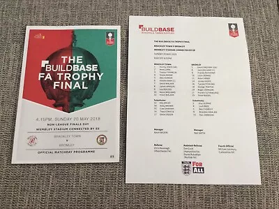 £4 • Buy * 2018 FA TROPHY & VASE FINAL - BRACKLEY V BROMLEY & THATCHAM V STOCKTON TOWN