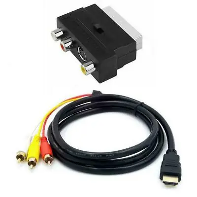 £7.54 • Buy W/SCART To 3 RCA Phono Adapter HDMI-compatible S-video To RCA 3 AV Audio I0H6