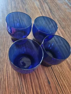 Bristol Blue Glasses Antique Set Of 4 • $90