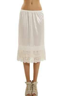 Long Double Lace Satin Half Slip Skirt Extender Underskirt - 24  Length • $24.99