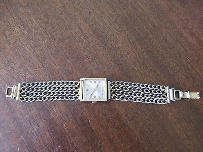 Vintage Swiss Schiaparelli Mechanical Square Watch Chainlink Bracelet - Running • $9.04