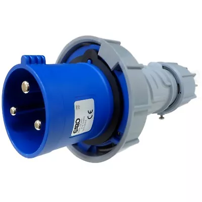 £31.95 • Buy 63 Amp 3 Pin IP67 CEE Plug 2P+E 230v Single Phase Waterproof Blue IEC Garo 63A