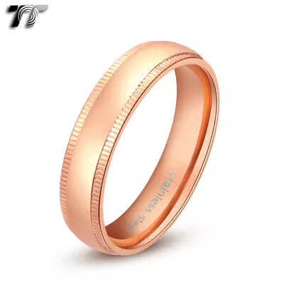 TT 5mm Rose Gold Stainless Steel Comfort Fit Wedding Band Ring Size 7-13 (R139) • $13.59