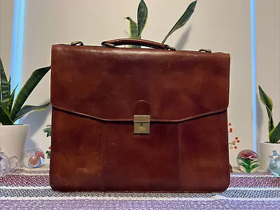 Vintage Leather Briefcase For Men/ Exc Used Conds/ Size L/ W-40cm/H-31.5cm/D-9cm • $295