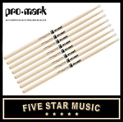 $89 • Buy Promark Tx5bn Nylon Tip Drum Stick 4 Pairs 5b Drumsticks American Hickory - New
