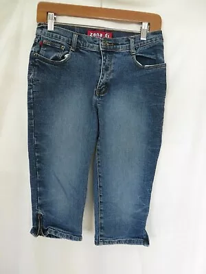 Zana Di Stretch Capri Jeans Side Leg Zippers  Blue Size 7 #14386 • $9.23