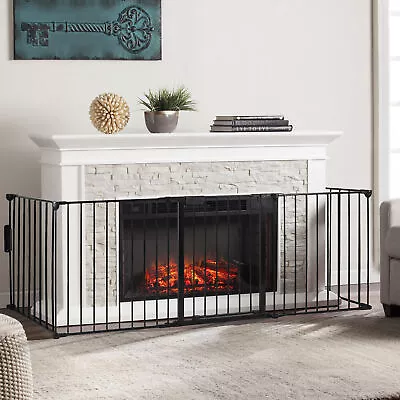 5 Panels Fireplace Fence Dog Pet Baby Gate Playard Cage Fence+Swing Door Playpen • $83.66