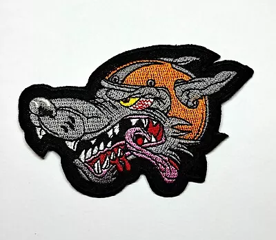 Embroidered Patch - Racing Wolf - With Motorcycle Helmet - NEW - Iron-on/Sew-on  • $5.85