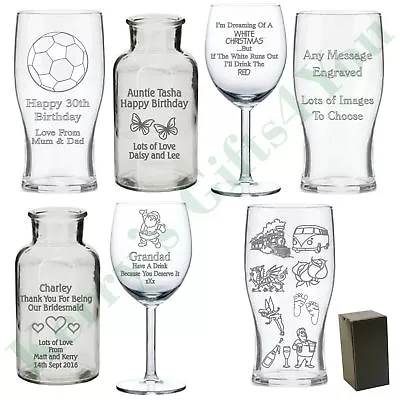 Engraved Personalised Glass Gift Birthday Gifts Presents Ideas For Her Him • £12.25