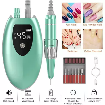 Rechargeable 45000RPM LCD Electric Nail Drill Manicure Machine For Nail Polisher • $49.98