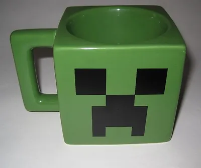 2013 MINECRAFT Square Coffee Mug Video Game Creeper Face Dark Green Ceramic Jinx • $14.95