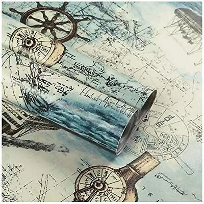 17.71 X 118 Nautical Map Wallpaper Peel And Stick Removable Printed Stick Wall • $10.72