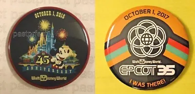 Disney World 2 Buttons 45th Magic Kingdom 35th Epcot Anniversary WDW 50 Yrs 2022 • $10