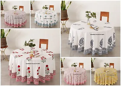 £40.79 • Buy Indian Hand Block Printed Cotton Round Table Cover Table Cloth For Dining Table