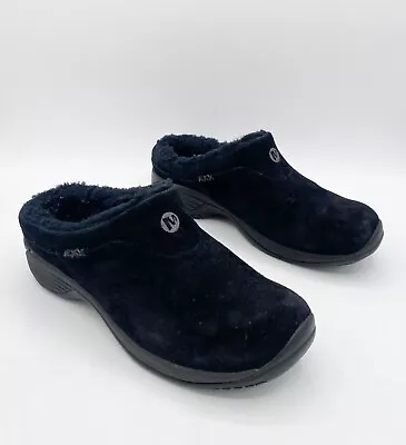 Merrell Encore Ice Black Lined Slip On Mules Suede Clogs Shoes Womens Size 9 • $29.99