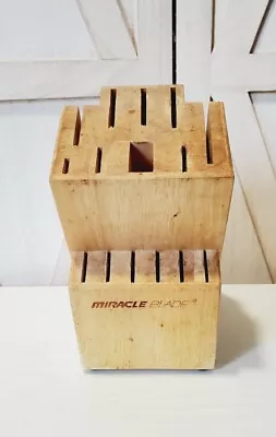 Miracle Blade Knife Block 15 Slots Solid Wood Natural Satin Finish - No Knives • $17.99