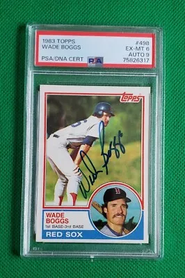 1983 Topps Wade Boggs PSA 6 AUTO 9 #498 Red Sox Rookie Card Great Condition • $99