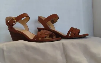 Michael Shannon Women's Spark - Wedge Heel Ankle Strap Sandal Dress Shoe Brown • $12