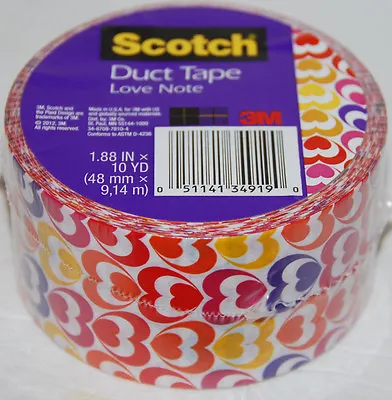 Duct Tape Love Note Hearts 1.88 In X 10 Yd Roll NEW Duck • $5.99