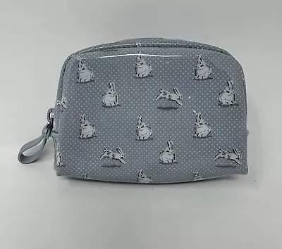 Vera Bradley Small Travel Pouch Makeup Bag Gray Bunnies Bunny Rabbit Polka Dots • $15.92