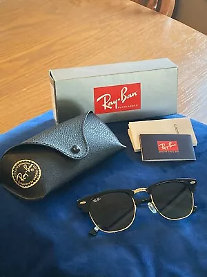 Ray-Ban Clubmaster Black & Gold Frame/Green Lens Sunglasses - RB3016 W0365 51-21 • $69.95