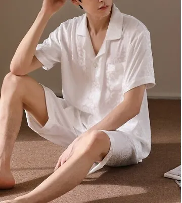 2nd Item FREE SHIP Mens Satin Silk Pajamas Set Short Sleeve Shorts Lounge Pants • $18.88