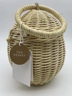 Handmade Woven Natural Rattan Hanging Storage Easter Egg Basket Carry Handle Bag • £8.99