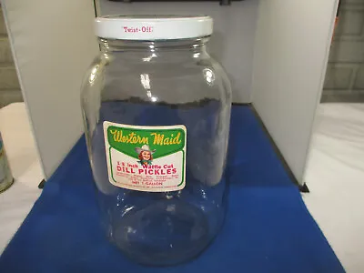 Vintage Western Maid Dill Pickles Gallon Glass Jar With Original Lid And Label • $7.95