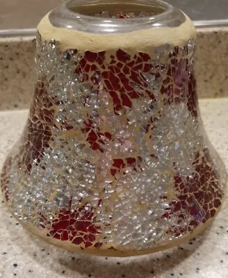 Yankee Candle Glass Red & Silver Mosaic Lamp Shade & Tray For Large Jar Candles  • £7.99