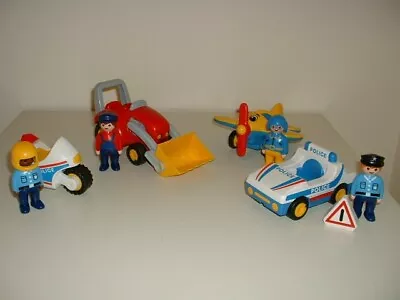 £15 • Buy Playmobil 123 Vehicle Collection, Bulldozer, Aeroplane, Police Car & Bike