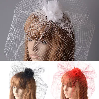 Women Veil Hat Fascinator Handmade Hair Clip Cocktail Party Ascot Race Accessory • $8.99