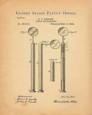 8740.Decorative Poster.Home Interior Wall.Invention Patent.Mouth Mirror.Dentist • $46