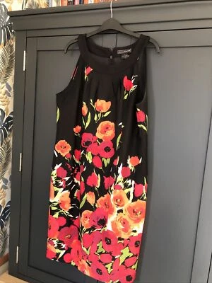 £9.99 • Buy Ladies Size 18 Jessica Howard Dress-black -cerise Poppies