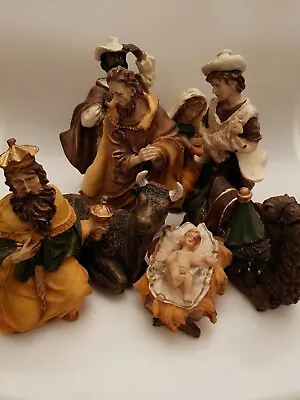 Vintage Nativity Figures Light Resin Set Of 8 Figurines (L) • £60