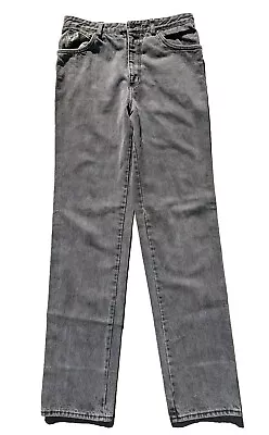 VTG 80s Guess Mens Gray Denim Jeans Black Leather Distressed 34 X 37 USA • $28