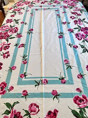 Vintage Rose Print Large Tablecloth - 102” By 64” Vibrant • $75