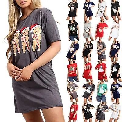 Womens Christmas Ladies Mummy's Pudding Baggy Long Maternity Xmas T Shirt Dress • £5.79