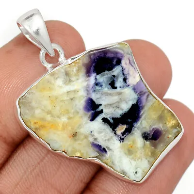 Natural Violet Flame Opal Slice - Mexico 925 Silver Pendant Jewelry CP34067 • $15.99