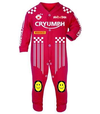 Cryumph Red Baby Biker Race Sleep Suits • £22.95