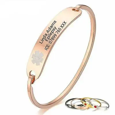 Medical Alert Bracelet Customised Personalised Engraving Stainless Steel ID Name • £17.99