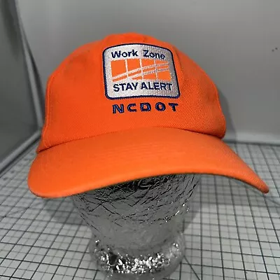 NCDOT Work Zone Stay Alert Bright Orange North Carolina Hat Cap Vintage Snapback • $8.13