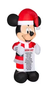 6 Ft Disney Mickey Mouse Holding A WISH LIST Christmas Inflatable 2023 NEW • $89.99