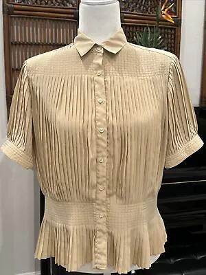 Women’s Vintage 80s Oscar De La Renta Short Sleeve Smocked Blouse Size 5/6 • $65