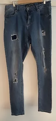 Womens City Chic Harley Denim Distressed Mid Rise Skinny Jeans Size 14r • $15