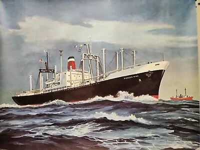 S.S. PIONEER MINX United States Lines Vintage Travel Poster VG++ Condition • $89.99