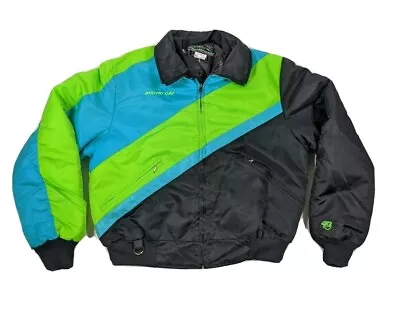 Vintage Arctic Cat Snowmobile Jacket Neon 90s Winter Coat Mens Large USA Made • $52.22