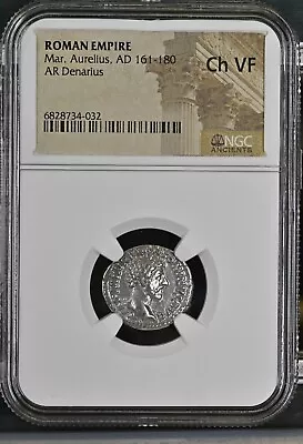 NGC Ch VF  Roman AR Denarius Of Marcus Aurelius ACTUAL PHOTOS -FRESH SLAB *PQ* 1 • $411.99