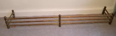 Antique Fancy Brass Fireplace Fender 48  Long X 10  Deep X 6  Tall 3 Bar • $249.99