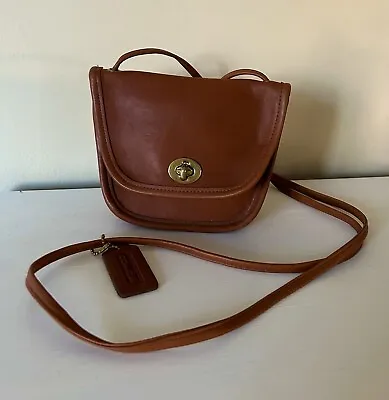 Vintage Coach #9934 Everett Bag British Tan Leather USA 1994 Mini Crossbody Bag • $65